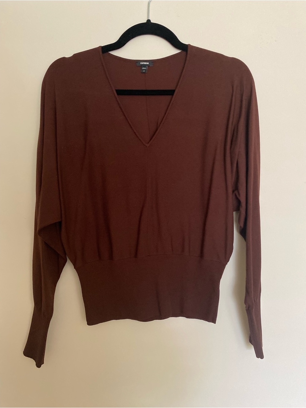 *Bundle 3+ for $5 each* Express Women's Brown V-Neck Fitted Waist Sweater